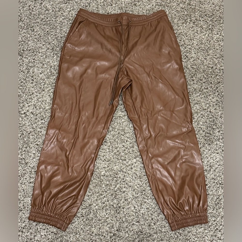 a new day Chestnut Faux Leather Joggers